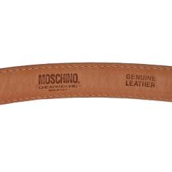 Pre Owned Moschino Pink Leather Heart Belt 110 CM