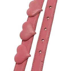 Pre Owned Moschino Pink Leather Heart Belt 110 CM