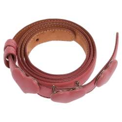 Pre Owned Moschino Pink Leather Heart Belt 110 CM