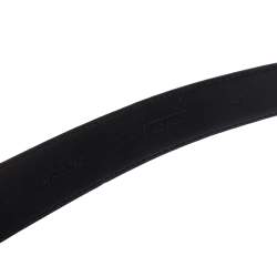 Pre Owned Moschino Black Leather Redwall Logo Belt 94CM