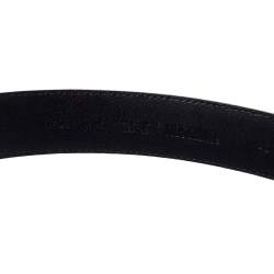 Pre Owned Moschino Black Leather Classic Logo Belt 85CM