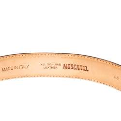Pre Owned Moschino Brown Leather Logo Belt 105 CM