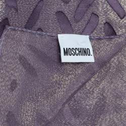 Pre Owned Moschino Purple & Gold Lurex Devore Scarf