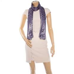 Pre Owned Moschino Purple & Gold Lurex Devore Scarf