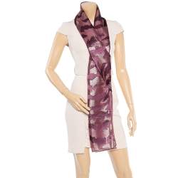 Pre Owned Moschino Purple Lurex Devore Scarf
