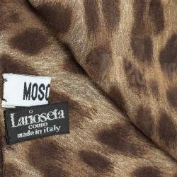 Pre Owned Moschino Brown Tiger Print Silk Scarf