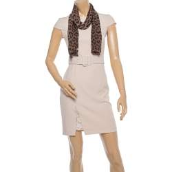 Pre Owned Moschino Brown Tiger Print Silk Scarf