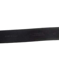 Pre Owned Moschino Black Leather Redwall Logo Waist Belt 80CM