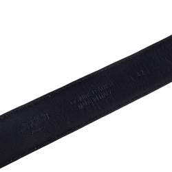 Pre Owned Moschino Black Leather Logo Chain Belt 85CM