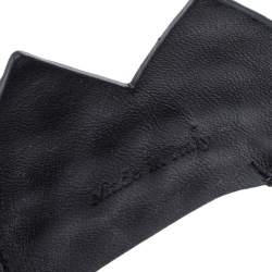 Pre Owned Moschino Black Leather Gold Tone Studded Crown