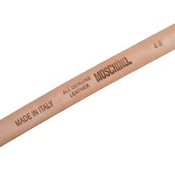 Pre Owned Moschino Yellow Textured Leather Logo Slim Waist Belt 95CM