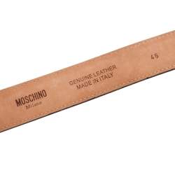 Pre Owned حزام موسكينو إبزيم شعار الماركة كلاسيكي جلد لامع أحمر 95 سم