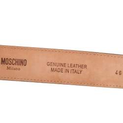 Pre Owned حزام موسكينو إبزيم شعار الماركة كلاسيكي جلد لامع أحمر 95 سم