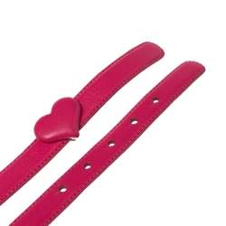 Moschino Fuchsia Leather Heart Buckle Belt 80CM