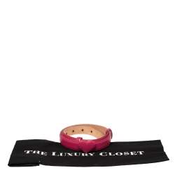 Moschino Fuchsia Leather Heart Buckle Belt 80CM