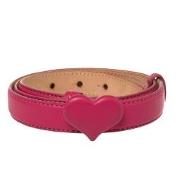 Moschino Fuchsia Leather Heart Buckle Belt 80CM