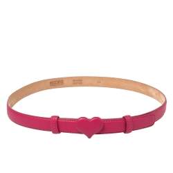 Moschino Fuchsia Leather Heart Buckle Belt 80CM