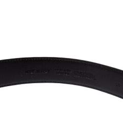 Pre Owned Moschino Black Leather Redwall Logo Waist Belt 80CM