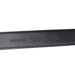 Pre Owned Moschino Red Glossy Leather Classic Logo Belt 80CM