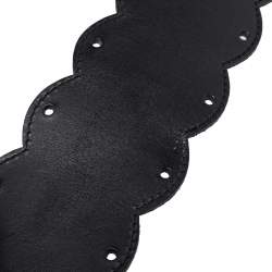 Pre Owned Moschino Black Leather Scallop Waist Belt 75CM