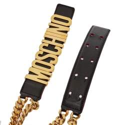 Moschino Black Leather 30th Anniversary Chain Belt 90 CM