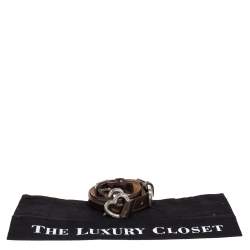Pre Owned Moschino Metallic Brown Leather Heart Buckle Belt