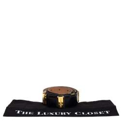 Pre Owned Moschino Black Redwall Leather Logo Bar Belt 90CM