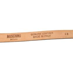 Pre Owned Moschino Blue Leather Logo Slim Belt 100 CM