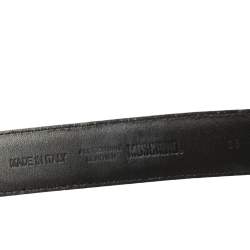 Pre Owned Moschino Orange Leather Classic Logo Belt 85CM