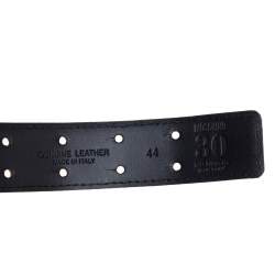 Pre Owned Moschino Black Leather 30th Anniversary Chain Belt 90CM