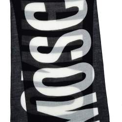 Moschino Black Logo Print Wool Scarf