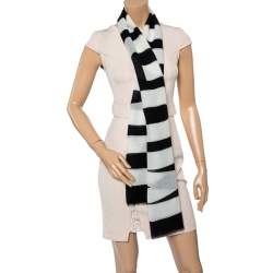 Moschino Black Logo Print Wool Scarf