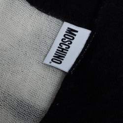 Moschino Black Logo Print Wool Scarf