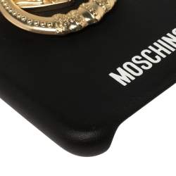 Moschino Black Leather Lion Head Handle iPhone XS Max Case