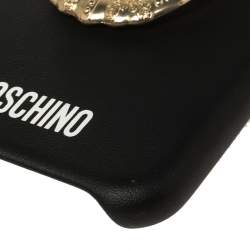 Moschino Black Leather Lion Head Handle iPhone XS Max Case