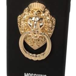 Moschino Black Leather Lion Head Handle iPhone XS Max Case