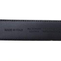 Pre Owned Moschino Black Glossy Leather Classic Logo Belt 85CM