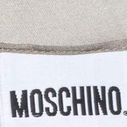 Moschino Grey Gold Button Print Silk Stole