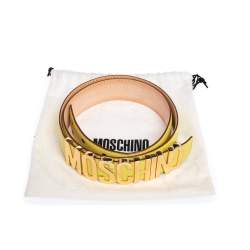 Pre Owned Moschino Yellow Leather Classic Logo Belt 95 CM