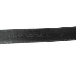 Pre Owned Moschino Mahogany Brown Glossy Leather Classic Logo Belt 75CM