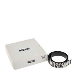 Pre Owned Moschino Black Leather Classic Logo Belt 85CM