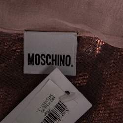 Pre Owned Moschino Pink & Gold Lamé Silk Scarf