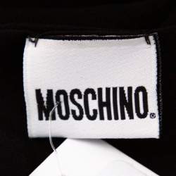 Pre Owned Moschino Black Bow Embellished Crepe Silk Scarf