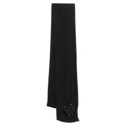 Pre Owned Moschino Black Bow Embellished Crepe Silk Scarf
