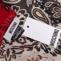 Pre Owned Moschino Red Paisley Print Silk Scarf