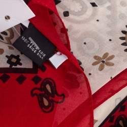 Pre Owned Moschino Red Paisley Print Silk Scarf