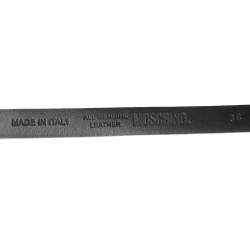 Pre Owned Moschino Black Leather Logo Slim Waist Belt 75CM