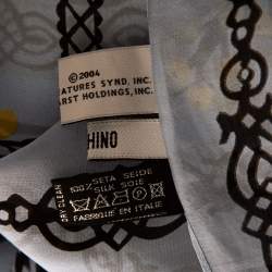 Pre Owned Moschino Pale Blue Olive Oyl Print Silk Scarf