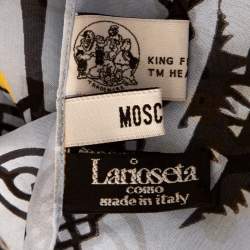 Pre Owned Moschino Pale Blue Olive Oyl Print Silk Scarf