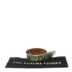 Pre Owned Moschino Celeste Patent Leather Logo Belt